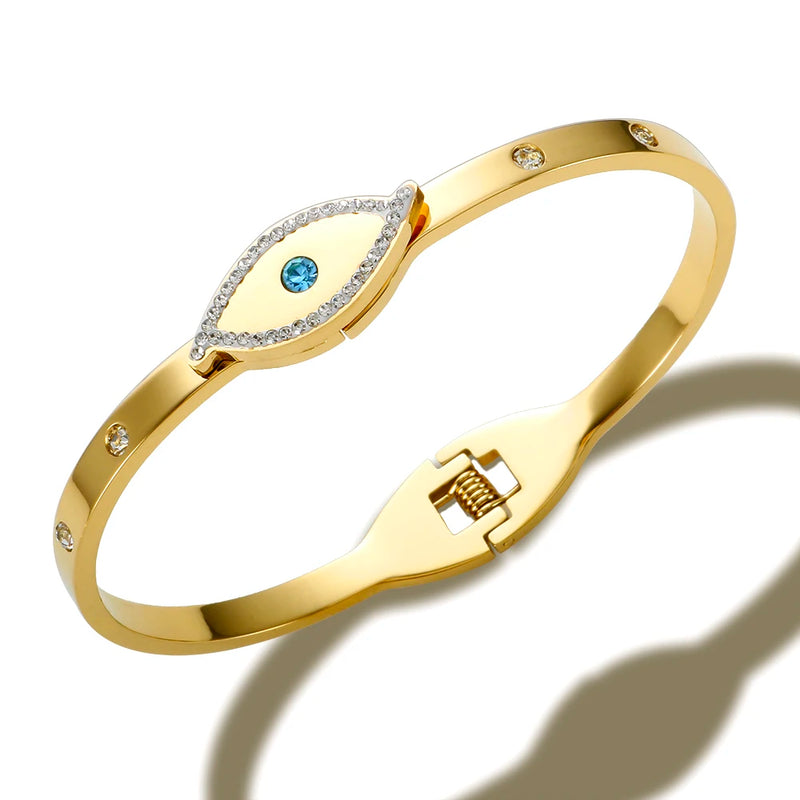 Colorful Zircon Bangle Stainless Steel Jewelry
