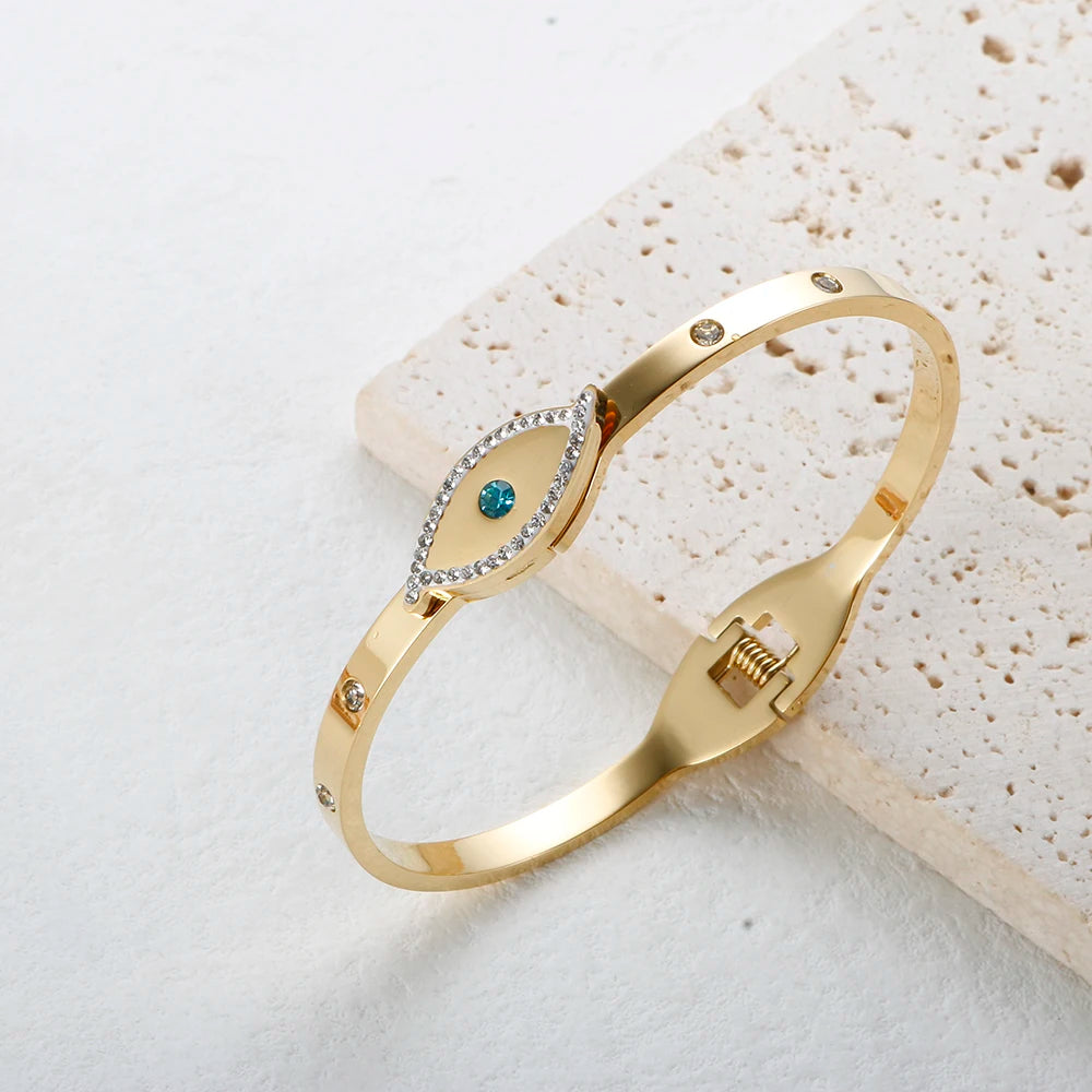 Colorful Zircon Bangle Stainless Steel Jewelry