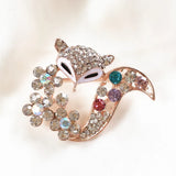 Crystal Fox Brooches Rhinestone Jewelry Animal Pin Clothing Accessories
