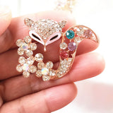 Crystal Fox Brooches Rhinestone Jewelry Animal Pin Clothing Accessories