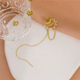 French Pearl Tassel Earrings Non-Pierced Ear Cuff for Women