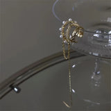 French Pearl Tassel Earrings Non-Pierced Ear Cuff for Women