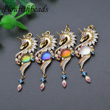 Crystal Glass Nickel CZ Beads Sea Horse Charms DIY Pendant