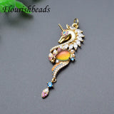 Crystal Glass Nickel CZ Beads Sea Horse Charms DIY Pendant