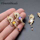 Crystal Glass Nickel CZ Beads Sea Horse Charms DIY Pendant