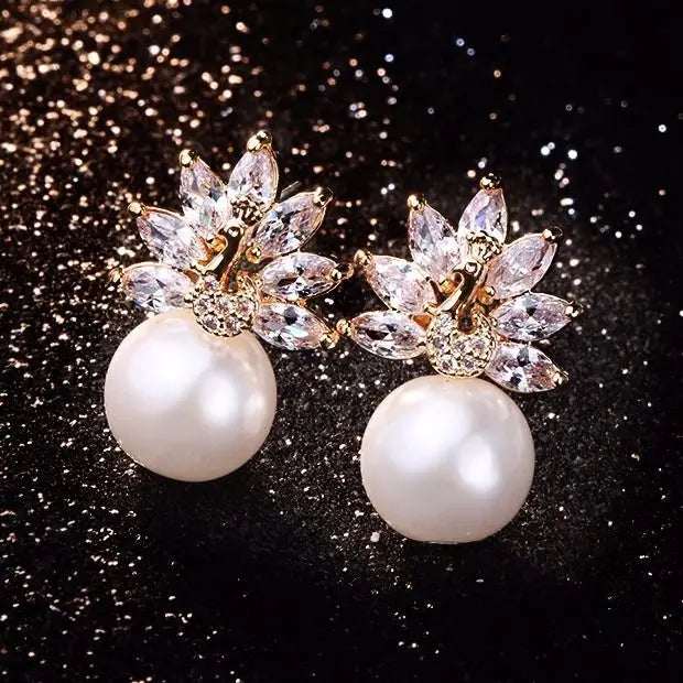 Crystal Zircon Peacock Clip Earrings for Women Girl Party
