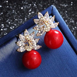Crystal Zircon Peacock Clip Earrings for Women Girl Party