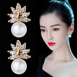 Crystal Zircon Peacock Clip Earrings for Women Girl Party