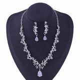 Crystal Leaf Bridal Jewelry Set Rhinestone Crown Necklace Earring