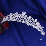 Crystal Leaf Bridal Jewelry Set Rhinestone Crown Necklace Earring