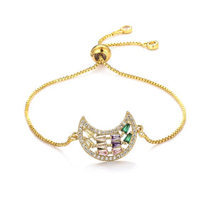 Crystal Moon Cz Bracelet 18K Women Bracelet Bangle Adjustable