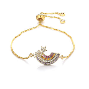 Crystal Moon Cz Bracelet 18K Women Bracelet Bangle Adjustable