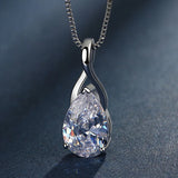 Crystal Necklace Drop Shape Pendant Silver Jewelry