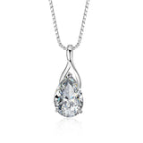 Crystal Necklace Drop Shape Pendant Silver Jewelry