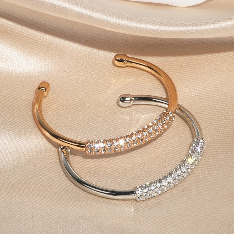 Crystal Open Bangles & Bracelets for Women Wedding Jewelry