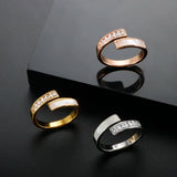 Crystal Zircon Cross Ring Stainless Steel Female Jewelry