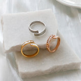 Crystal Zircon Cross Ring Stainless Steel Female Jewelry