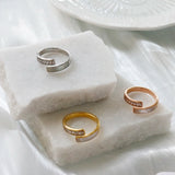 Crystal Zircon Cross Ring Stainless Steel Female Jewelry