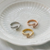 Crystal Zircon Cross Ring Stainless Steel Female Jewelry