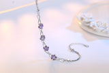 925 Silver Crystal Plum Flower Bracelet - Wedding Jewelry