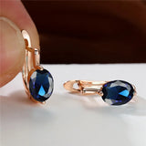 Crystal Rainbow Zircon Hoop Earrings Oval Stone Earrings Champagne Earrings