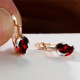 Crystal Rainbow Zircon Hoop Earrings Oval Stone Earrings Champagne Earrings