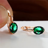 Crystal Rainbow Zircon Hoop Earrings Oval Stone Earrings Champagne Earrings