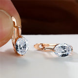 Crystal Rainbow Zircon Hoop Earrings Oval Stone Earrings Champagne Earrings
