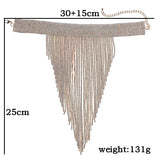 Rhinestone Tassel Choker Necklace Boho Statement Pendant Jewelry