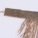 Rhinestone Tassel Choker Necklace Boho Statement Pendant Jewelry