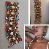 Rhinestone Choker Necklace Big Bib Collar Statement Wedding Jewelry