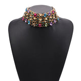 Rhinestone Choker Necklace Big Bib Collar Statement Wedding Jewelry