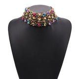 Rhinestone Choker Necklace Big Bib Collar Statement Wedding Jewelry