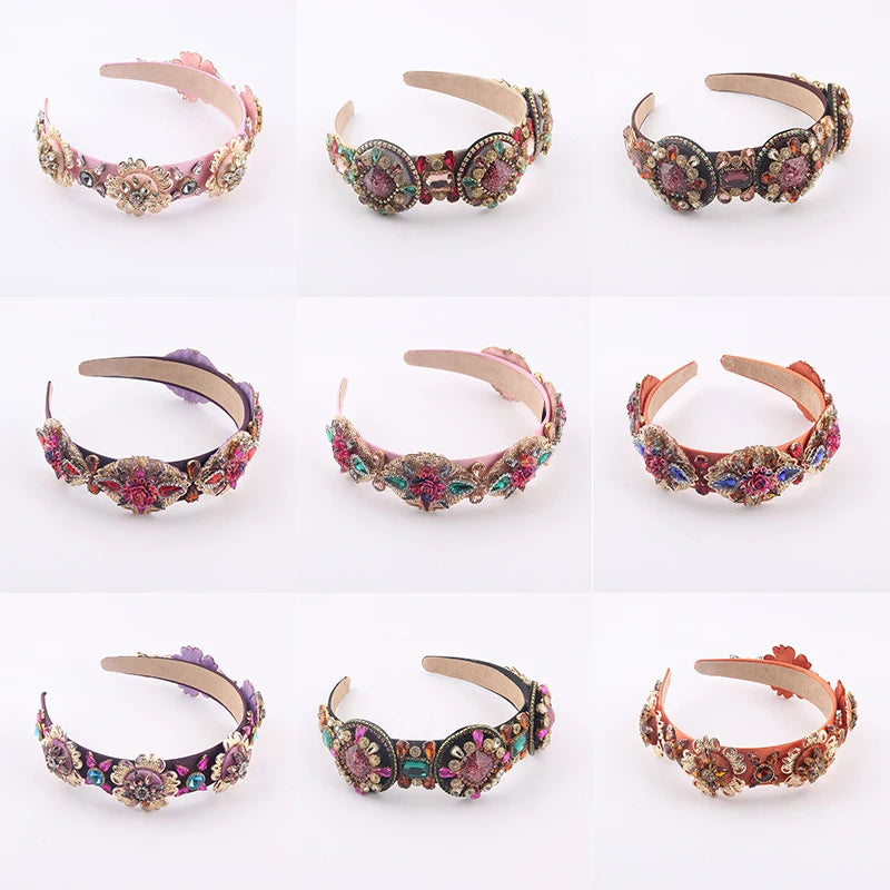 Colorful Crystal Rhinestone Headband Padded Hair Hoop