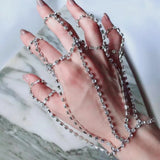Crystal Rhinestone Tassel Hand Chain Ring Bracelet Slave Full Fingers Chain