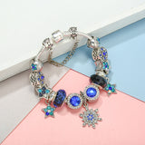 Crystal Stars Charm Beads Pendants DIY Snake Chain Charm Bracelet For Women