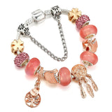 Crystal Stars Charm Beads Pendants DIY Snake Chain Charm Bracelet For Women