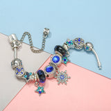 Crystal Stars Charm Beads Pendants DIY Snake Chain Charm Bracelet For Women