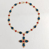 Crystal Choker Cross Necklace Women Party Jewelry