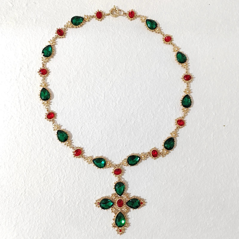 Crystal Choker Cross Necklace Women Party Jewelry