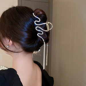 Crystal Tassel Hair Claws Clips Snake Metal Hair Crab Hairpins Headwear