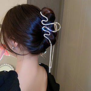 Crystal Tassel Hair Claws Clips Snake Metal Hair Crab Hairpins Headwear