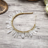 Raw Quartz Crystal Tiara Hair Comb for Wedding