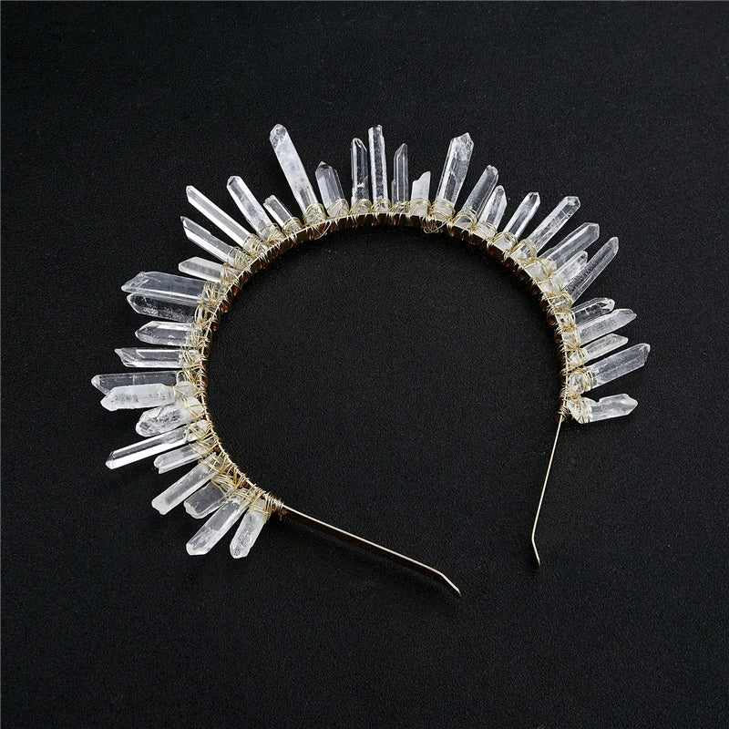 Raw Quartz Crystal Tiara Hair Comb for Wedding