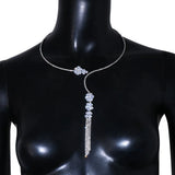 Crystal Zircon Flowers Choker Necklace Wedding Jewelry for Women