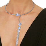 Crystal Zircon Flowers Choker Necklace Wedding Jewelry for Women
