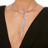 Crystal Zircon Flowers Choker Necklace Wedding Jewelry for Women