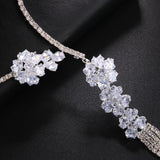 Crystal Zircon Flowers Choker Necklace Wedding Jewelry for Women