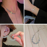 Crystal Zircon Adjustable Necklace Bracelet Earrings Wedding Jewelry