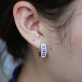 Crystal Rectangle Hoop Earrings Rainbow CZ Wedding Brincos Party